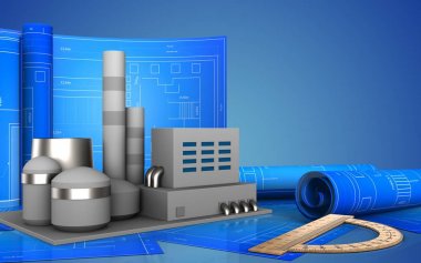  Fabrika arka plan üzerinde gösterimi