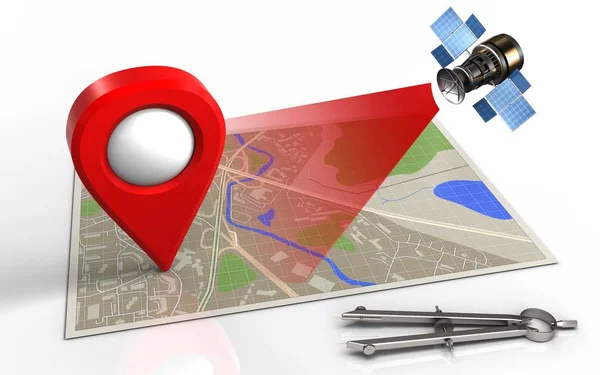 Map with location pin — Stock Photo, Image