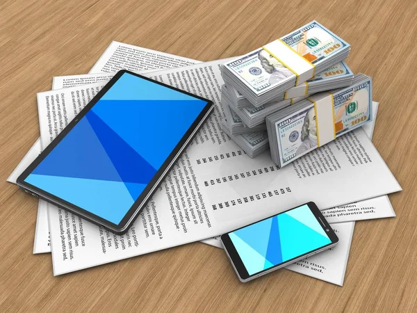 Illustration of papers and tablet — Stock Photo, Image