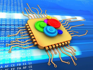  Altın bilgisayar işlemcisi çizimi