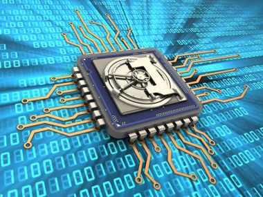 İşlemci dijital arka plan üzerinde gösterimi 