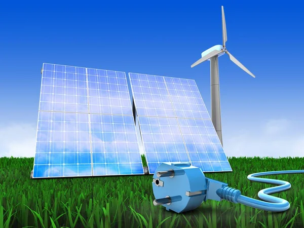 Abbildung von Solar- und Windenergie — Stockfoto