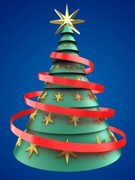 Árbol de Navidad verde y azul — Foto de Stock