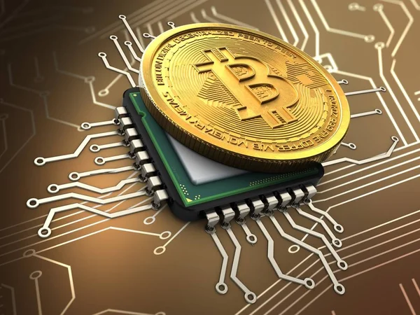 Illustrasjon av bitcoin over bakgrunnen – stockfoto