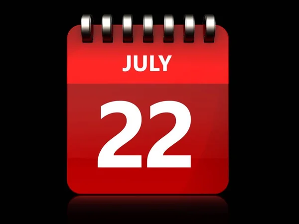 Illustration of july 22 calendar — Stock Photo, Image