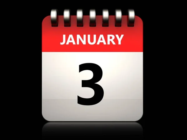 Illustrazione del calendario 3 gennaio — Foto Stock