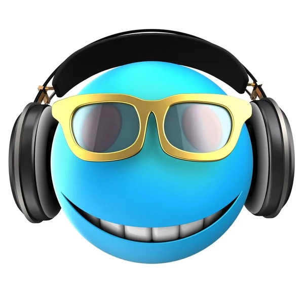 Niebieski Emotikon smile — Zdjęcie stockowe