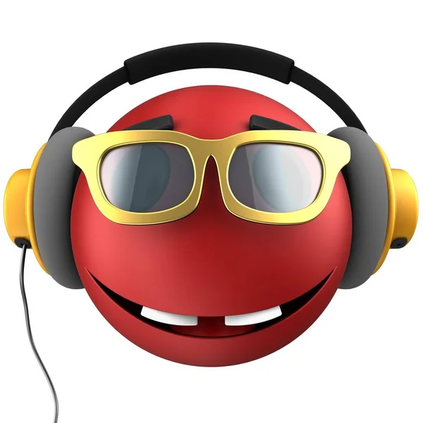 Emoticon vermelho sorriso — Fotografia de Stock