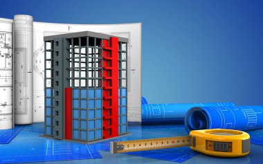 Bina inşaat çizimleri ile