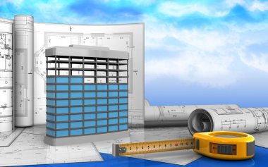 Bina inşaat çizimleri ile