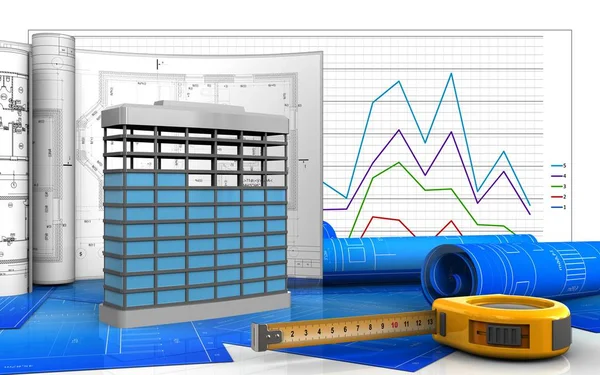 Bina inşaat çizimleri ile
