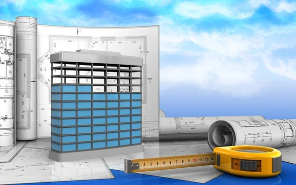 Bina inşaat çizimleri ile