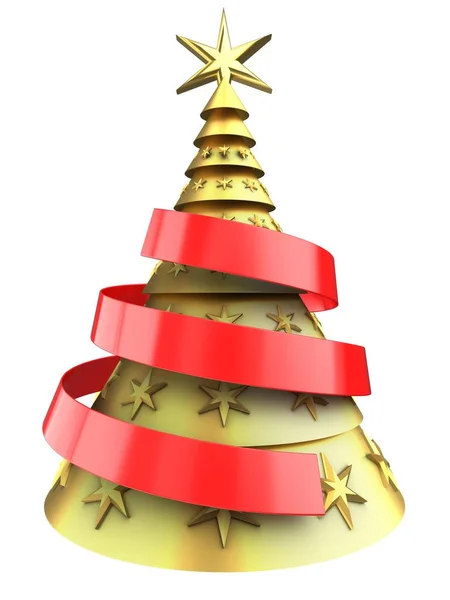 Goldener Weihnachtsbaum — Stockfoto