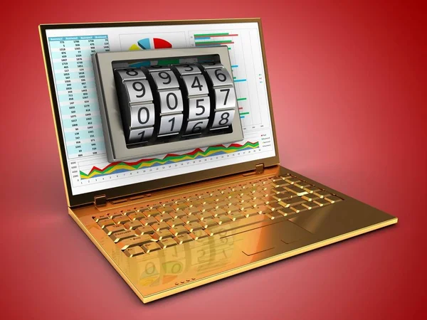 Illustration of golden computer — Stock Photo, Image