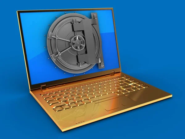 Illustration of golden computer — Stock Photo, Image