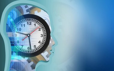 Gears'ı ile mavi arka plan üzerinde saat