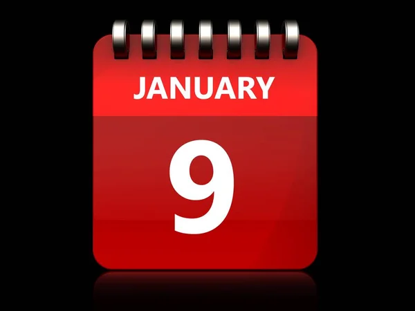 Illustrazione del calendario del 9 gennaio — Foto Stock