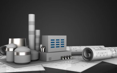  Fabrika arka plan üzerinde gösterimi