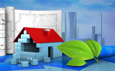  evin arka plan üzerinde gösterimi