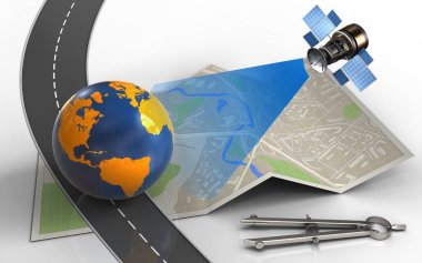  Dünya küre ile harita kağıt