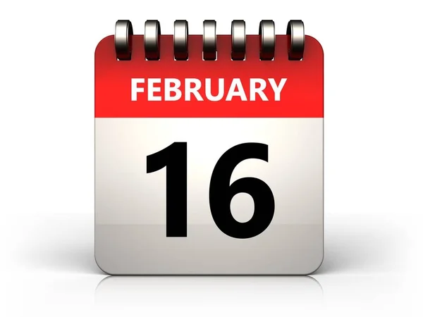 Ilustração de 16 calendário de fevereiro — Fotografia de Stock
