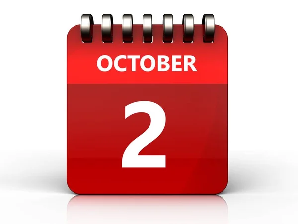 Abbildung des 2. Oktober Kalenders — Stockfoto