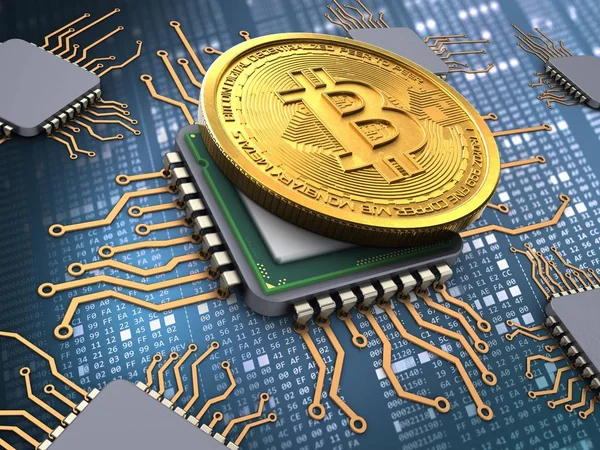 Illustrasjon av bitcoin over bakgrunnen – stockfoto