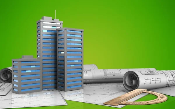 Illustratie van gebouwen stad — Stockfoto