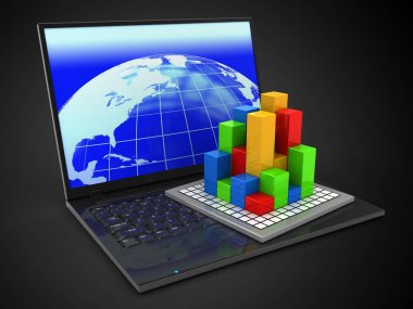 dizüstü bilgisayar arka plan üzerinde gösterimi