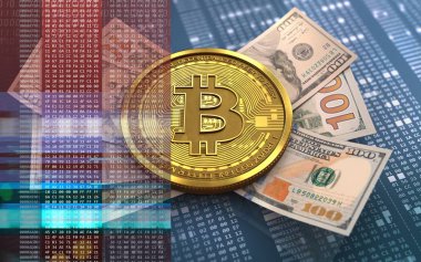 bitcoin arka plan üzerinde gösterimi