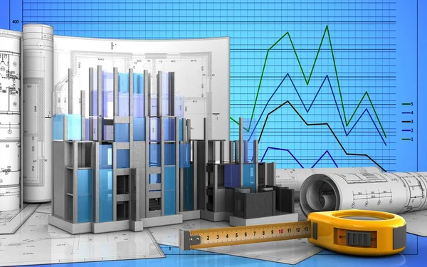 Ilustração do progresso da construção — Fotografia de Stock