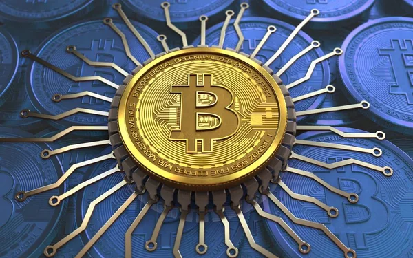 Ilustração de bitcoin sobre fundo — Fotografia de Stock