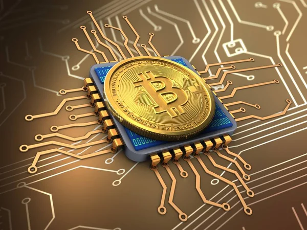 Ilustração de bitcoin sobre fundo — Fotografia de Stock