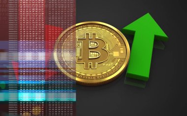 bitcoin arka plan üzerinde gösterimi