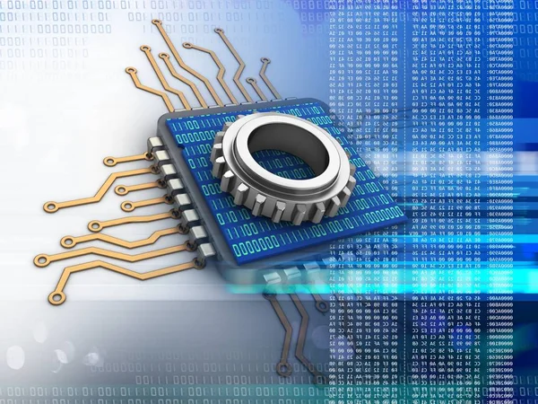 Illustratie van elektronische microprocessor — Stockfoto