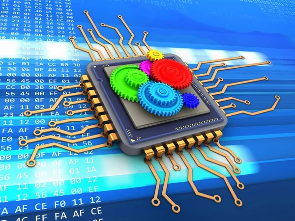 Ilustración de microchip sobre fondo — Foto de Stock