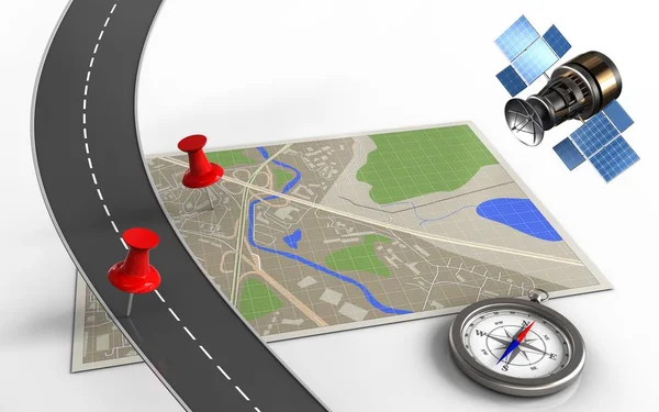 Kırmızı iğneler ile harita gösterimi