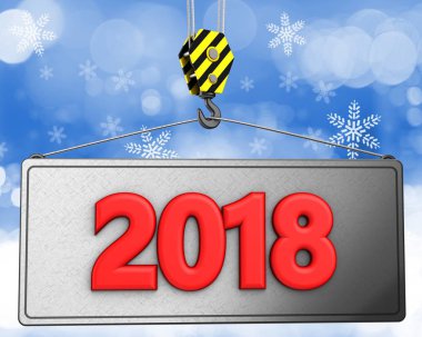 2018 işareti ile kanca vinç