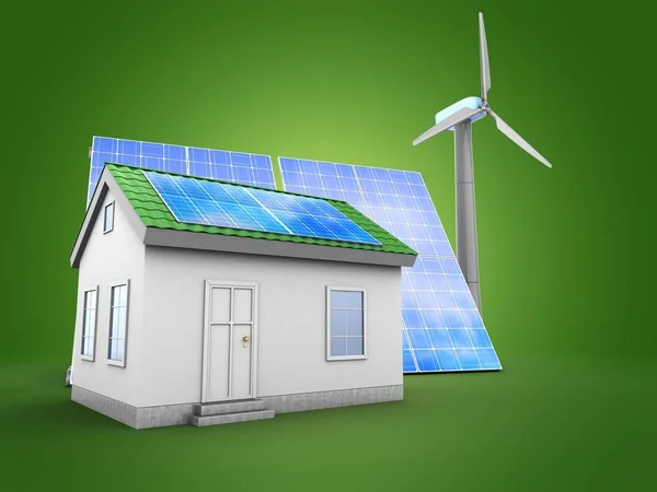 Illustratie van zonne- en windenergie — Stockfoto