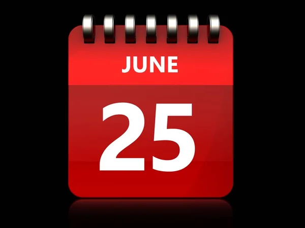 Иллюстрация календаря 25 июня — стоковое фото