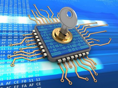  İşlemci arka plan üzerinde gösterimi