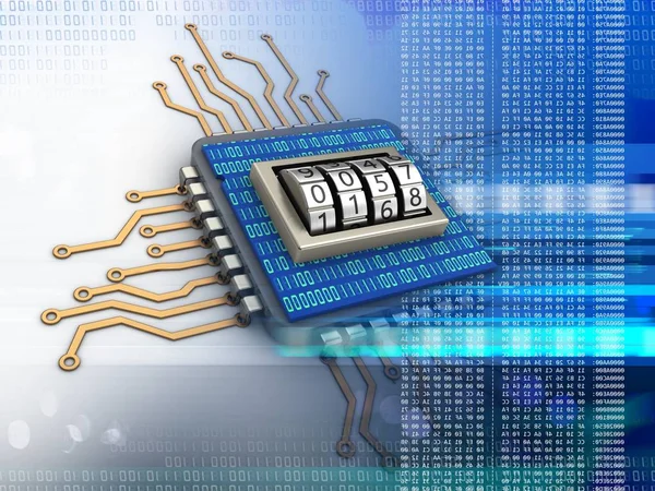 Illustratie van elektronische microprocessor — Stockfoto