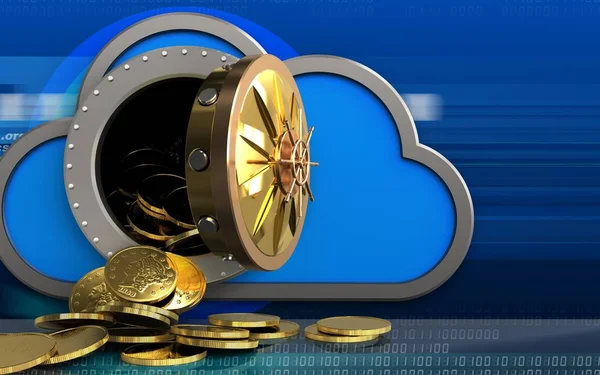 Illustration of cloud with coins — Stock Photo, Image