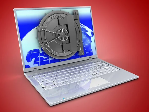 Illustration of laptop  over background — Stock Photo, Image