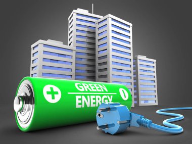  gri arka plan üzerinde pil gösterimi