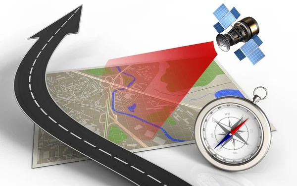 Map with road arrow — Stock Photo, Image