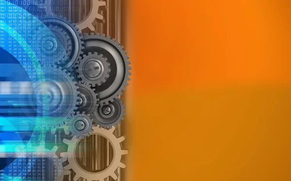 gear wheels over orange background