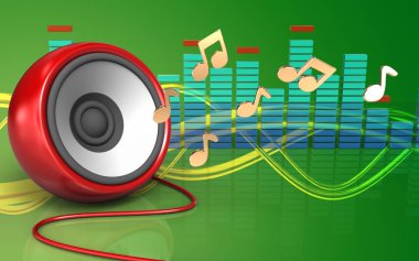  hoparlör yeşil arka plan üzerinde gösterimi 