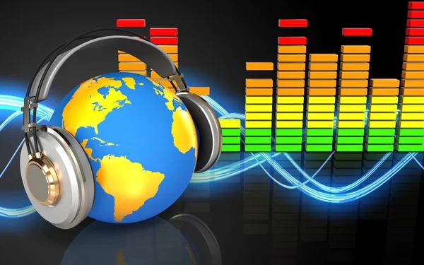 World in headphones world in headphones — Stock Photo, Image