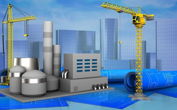 Illustration of factory  over  background — Stock Photo, Image
